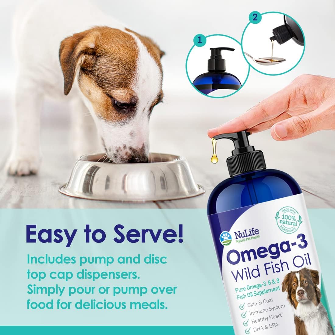 Wild Omega 3 Fish Oil For Dogs Liquid 32oz Pump Bottle NuLife Natural Pet Health