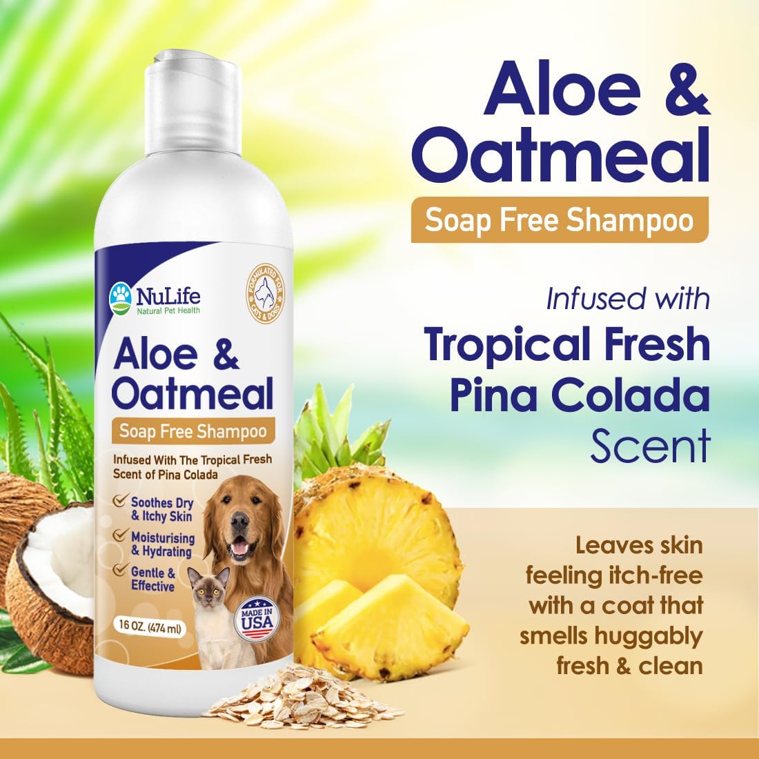 Oatmeal And Aloe Shampoo For Dogs 16oz