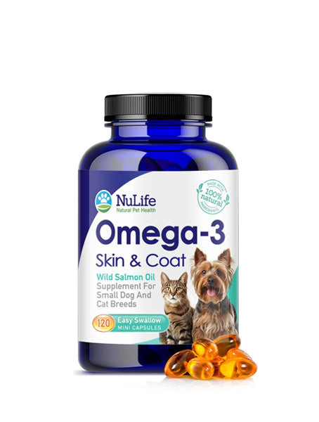 Omega 3 Fish Oil For Dogs & Cats - Omega 3 Pills For Dogs - 120 Caps (500mg)