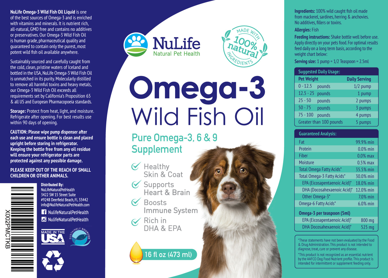 Wild Omega 3 Fish Oil for Dogs Liquid 16oz